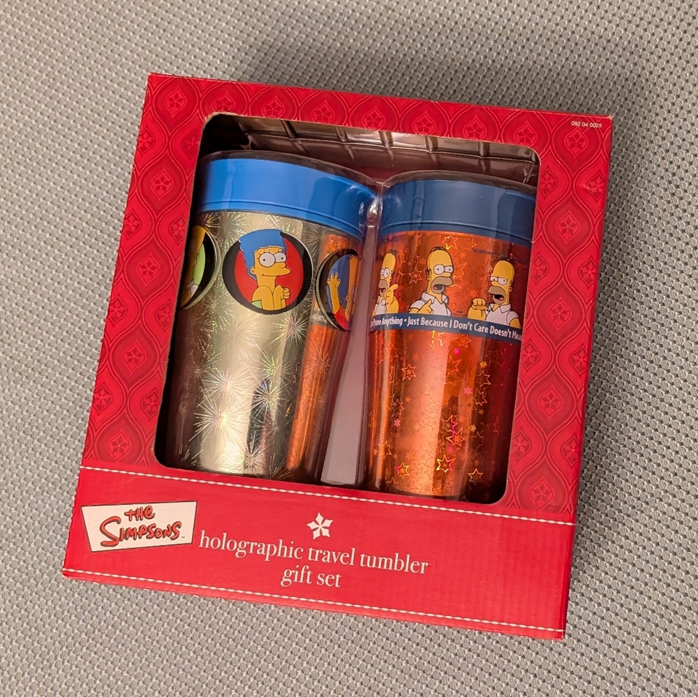 Vintage Simpsons New Old Stock Drinking Tumbler Glasses Pair 03' By Target Homer